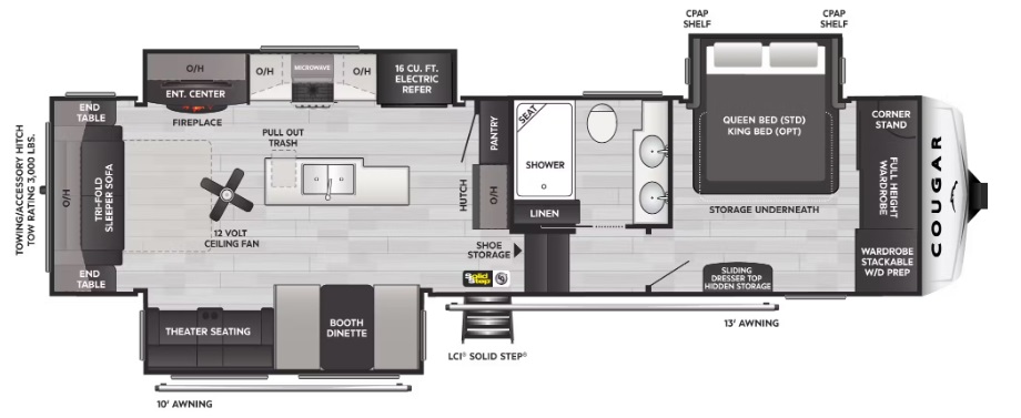 2024 KEYSTONE COUGAR 316RLS, , floor-plans-day image number 0